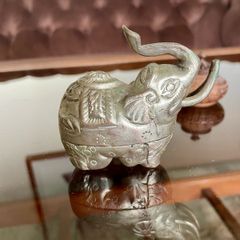 Vintage Cambodian Silvered Elephant Trinket Box Khmer Betel Nut Box