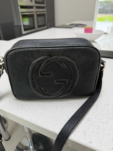 Black Genuine Leather camera Superclone Crossbody Bag