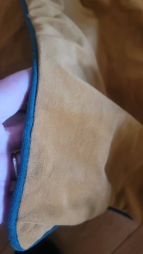 Free Cushion Covers x2 Golden Mustard Velour with Bottle Green Piping