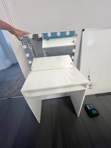 Vanity Desk with LED Hollywood Mirror