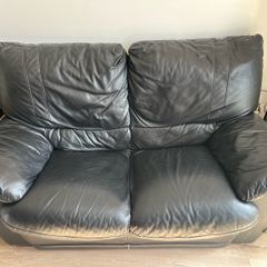 FREE - black leather couch