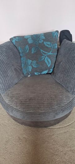 Comfortable Grey Sofa & Swivel Chair Set - From Next