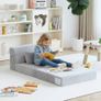 Convertible Folding Kids Sofa Bed with Pillow & Storage Bag, Plush Fabric Floor Mattress Couch Bed, Washable Cover, Kids Room, Playroom, Dorm, Apartment, White Grey Image 6