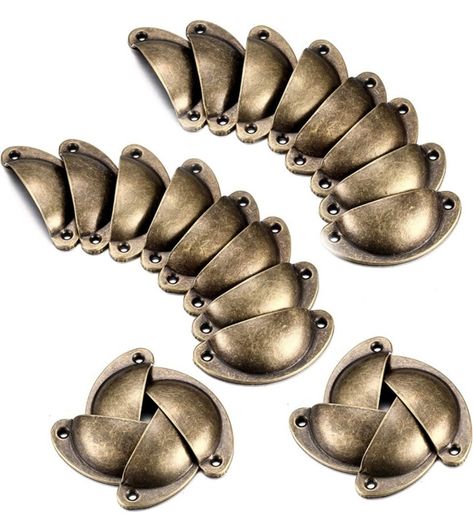 24 Pcs Shell Cup Handles, Semi Circle Drawer Pull Handle, Metal Kitchen Cupboard Cabinet Dresser Door Handles Knobs, Retro Furniture Knobs (FREE POSTAGE)