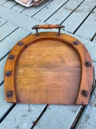 Vintage wooden horseshoe tray