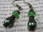 Green Drop Dangle Bronze Plated Fashion Earrings India  / dark olive