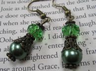 main image for ad Green Drop Dangle Bronze Plated Fashion Earrings India  / dark olive