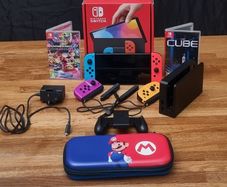 Nintendo Switch OLED Neon and accessories