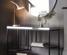 Mirror Console Table with Black Metal Frame