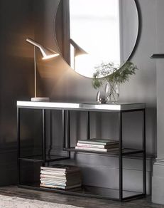 Mirror Console Table with Black Metal Frame