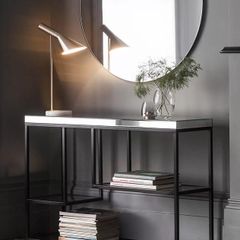 Mirror Console Table with Black Metal Frame
