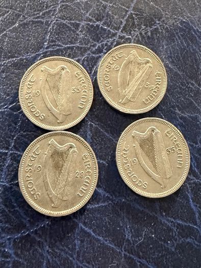 1928 1933 1934 and 1935 threepence coin 3d predecimal