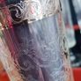 Vintage Etched Glass with Silvered Collar Champagne Flutes x 4 Image 5
