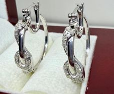 Diamond earrings White & Black Diamond J-Hoop Earrings
