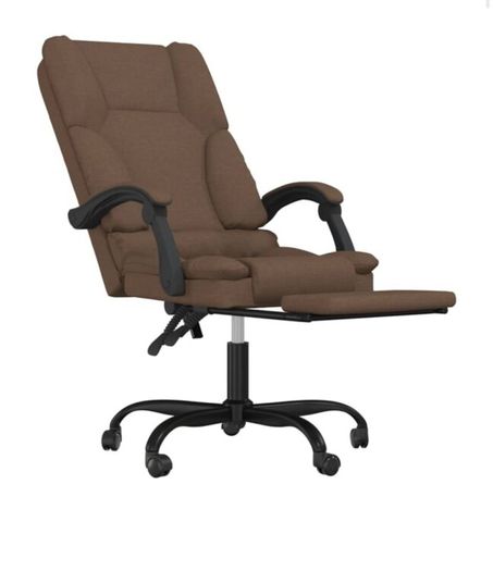 Massage Reclining Office Chair Brown Fabric