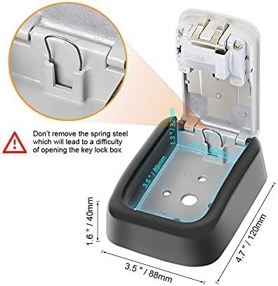 Key Safe Wall Mounted, Large Capacity Key Lock Box Outdoor,Waterproof Key Safe Box with 4 Digit Combination, Key Lock Cabinet for Spare House Keys, With Slide Cover, Gray, Medium Size