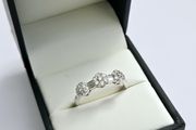 Brand New 18ct White Gold Triple Flower Cluster Diamond Ring