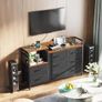 Chest of Drawers Bedroom, Contains 2 USB & 2 AC Ports Sockets, Storage Dresser with 8 Fabric Drawers Suitable for Bedrooms, Living Rooms, Retro Color Image 5