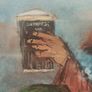 Pair Edward Tomkus watercolours - James Joyce & pub scene Image 10