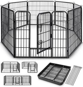 Puppy Enclosure Outdoor Run   Panel Puppy Play Pen/ Rabbit Enclosure, Large, metal