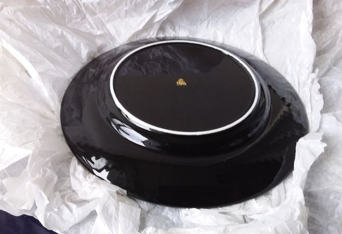 Royal Tara - Collector's Plate - Oriental Style Golden Pheasants , Black With Gold Rim