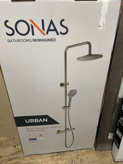Shower - Sonas - Urban Round Thermostatic Shower Kit - Brushed Nickel
