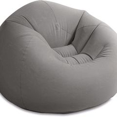 Beanless Bag Chair Inflating Furniture - Bean Bag - 1.14 m x 1.14 m x 71 cm, Grey (FREE POSTAGE)