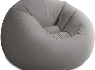 Beanless Bag Chair Inflating Furniture - Bean Bag - 1.14 m x 1.14 m x 71 cm, Grey (FREE POSTAGE)