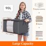 Large Capacity Clothes Storage Bag Organizer with Reinforced Handle Thick Fabric for Comforters, Blankets, Bedding, Foldable with Sturdy Zipper, Clear Window, 3 Pack, Grey Image 2