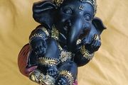 Baby Ganesha Black and Gold Figurine
