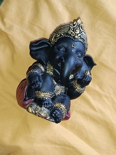 Baby Ganesha Black and Gold Figurine