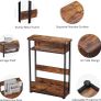 Narrow Side Table with Storage Shelf, 3 Tier Slim End Table Modern Sofa Table for Narrow and Small Spaces, 24.6 Inch Height Bedside Table Small Nightstand with Magazine Rack Space Saving-Brown (FREE SHIPPING) Image 3