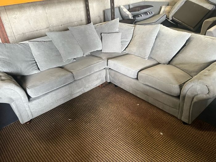 Grey corner sofa L shaped couch set furniture