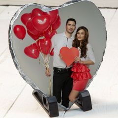 Love Heart shape Rock photo slate with your photo