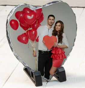 Love Heart shape Rock photo slate with your photo