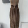 VINTAGE 1980s khaki suede leather high waist midi wiggle skirt Made in Ireland by Body Rock size 8 Image 4