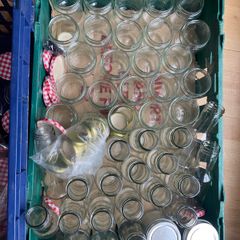 Large Job Lot of Glass Jars & Bottles with Lids