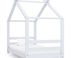 Kids Bed Frame White Solid Pine Wood 70x140 cm