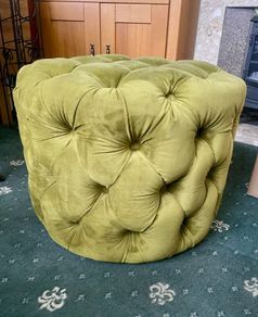 Velvet Buttoned Footstool Ottoman