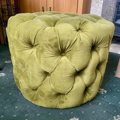 Velvet Buttoned Footstool Ottoman