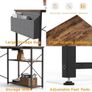 Small L Shaped Desk with Power Outlets - 100x70 cm Corner Computer Desk Writing Table, Reversible Large Storage Shelves, Bookshelf Workstation for Study Play Work Bedroom Home Office Brown Image 4