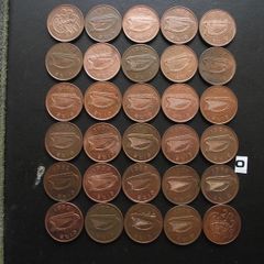 30 Irish 2 pence coins (1978-1996) Nice condition.