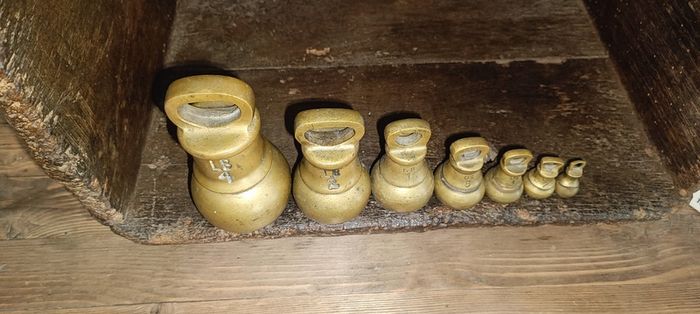 Antique/vintage brass weights set