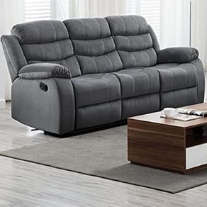 3 Seater Fabric Recliner Sofa, Grey