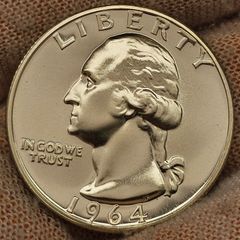 USA United States 1964 Silver Proof Washington Quarter Beautiful Gem Proof