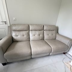 3 Seater Leather Sofa from Harvey Norman Light Grey / Taupe