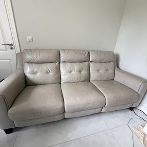 3 Seater Leather Sofa from Harvey Norman Light Grey / Taupe