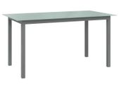 Garden Table Light Grey 150x90x74 cm Aluminium and Glass