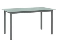 Garden Table Light Grey 150x90x74 cm Aluminium and Glass