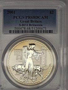 Great Britain Silver Proof 2001 1oz Britannia Una and the Lion PCGS PR68DCAM